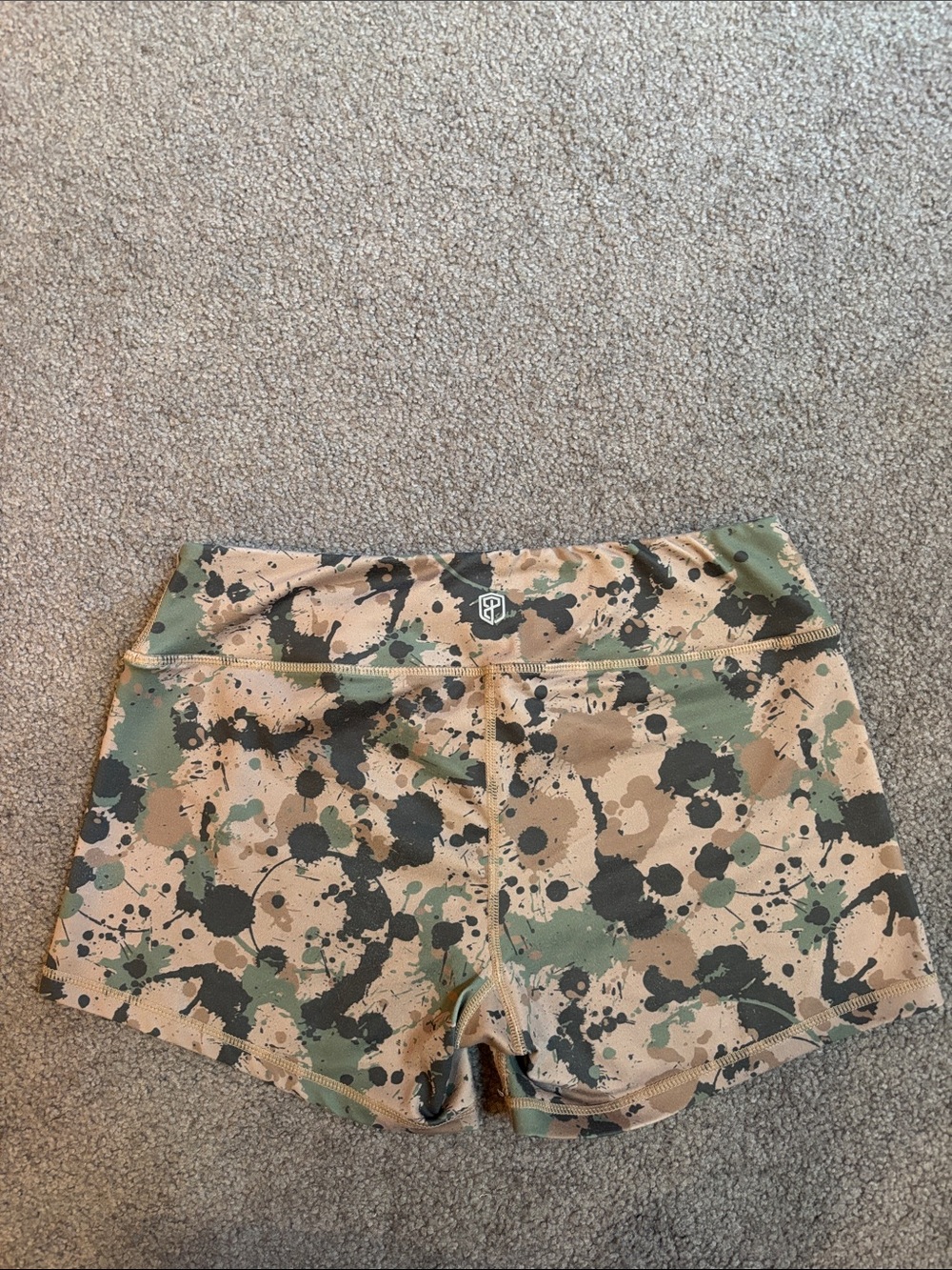 Born Primitive Women's Camo Splash Bike Shorts - Green/Tan/Black